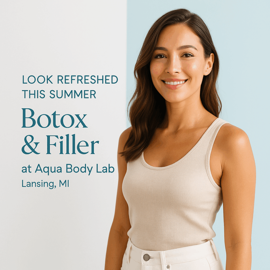 Botox and filler treatments in Lansing help clients achieve smooth, youthful skin during the summer season at Aqua Body Lab.