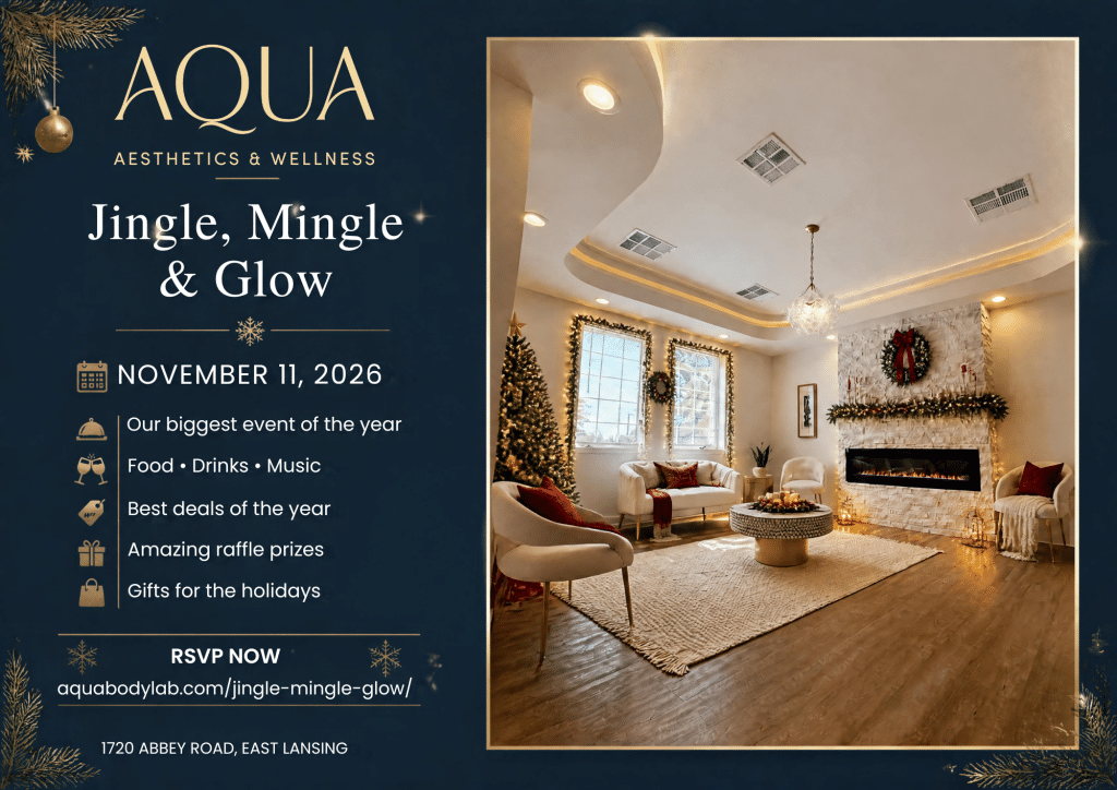 Aqua Jingle, Mingle & Glow on November 11, 2026: food, drinks, music, best deals of the year, raffle prizes, and holiday gifts. RSVP now.